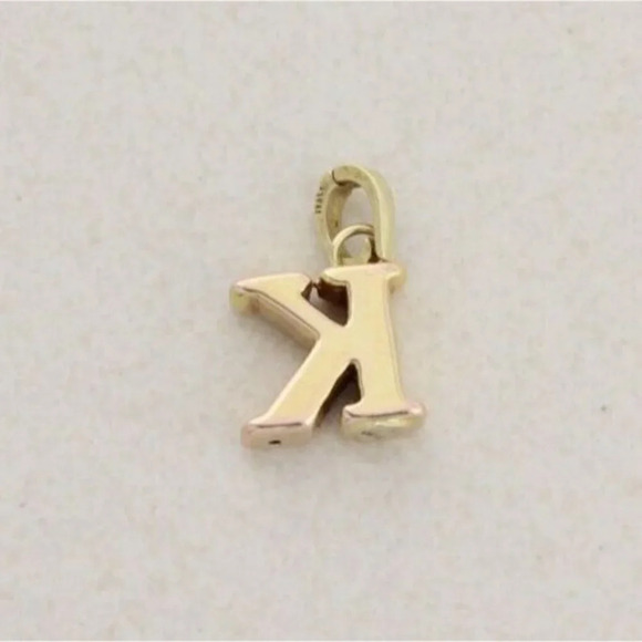 Pendant Only 10k Yellow Gold Letter 'K' Pendant Puffy Hollow Design - Picture 3 of 7